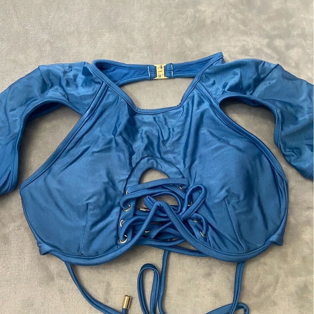 New! BFyne Milan Short Sleeve Underwired Strappy Cutout Bikini Top 10612 - Picture 6 of 9
